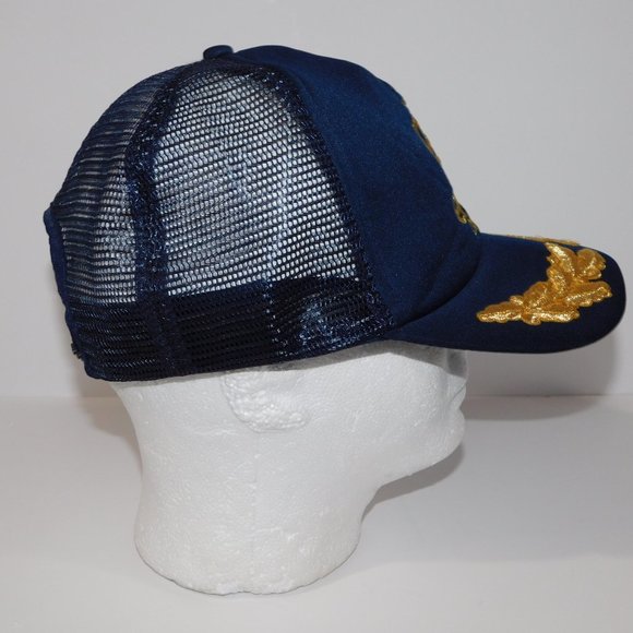 Vintage 80s Disney EPCOT Blue Gold Embroidered Snap back Trucker Hat Cap - Picture 5 of 7